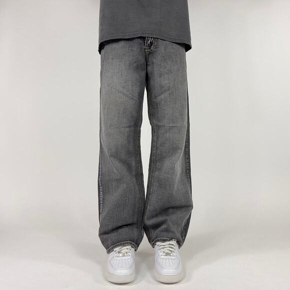 Super Sick Y2K Affliction Style wide-leg Grunge Faded Denim Streetwear pants - Picture 2 of 5